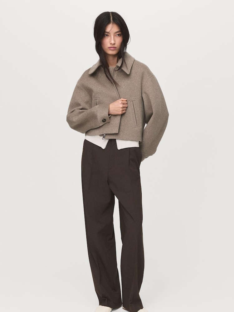 Mango Natural Wool Bomber Jacket - Image 2 of 7