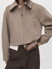 Mango Natural Wool Bomber Jacket - Image 4 of 7
