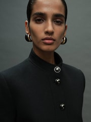 Mango Black Jacket With Jewel-Button Strip Collar - Image 4 of 6