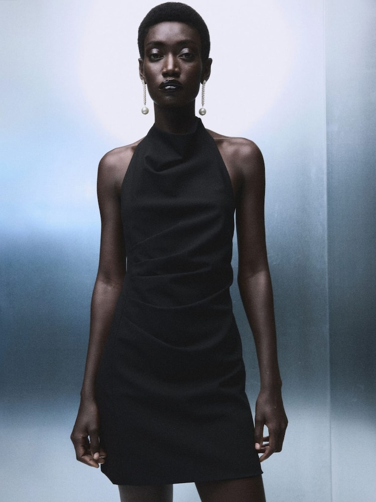 Mango Black Neck Dress - Image 1 of 6 Mango Black Neck Dress - Image 1 of 6