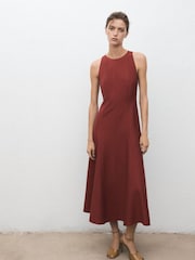 Mango Red Long Flared Dress - Image 1 of 6