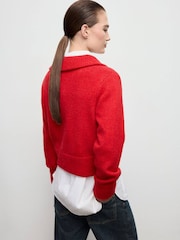 Mango Red Shirt Collar Cardigan - Image 3 of 7
