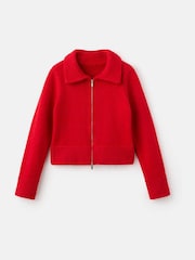 Mango Red Shirt Collar Cardigan - Image 6 of 7