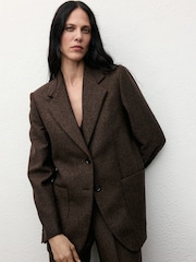 Mango Brown Speckled Wool Blazer - Image 1 of 6