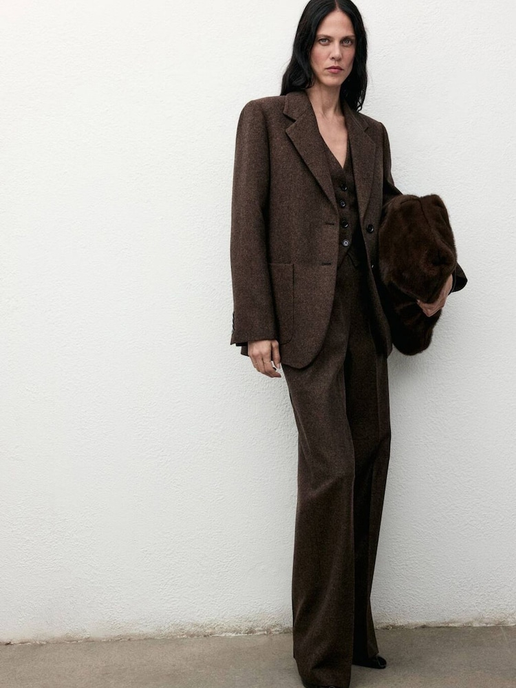 Mango Brown Piper Blazer - Image 1 of 6 Mango Brown Piper Blazer - Image 1 of 6