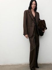 Mango Brown Speckled Wool Blazer - Image 2 of 6