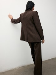 Mango Brown Speckled Wool Blazer - Image 3 of 6