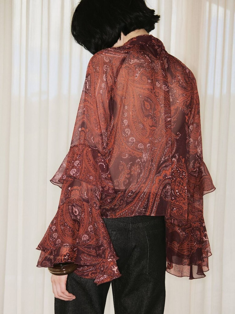 Mango Red Paisley Print Blouse - Image 2 of 5