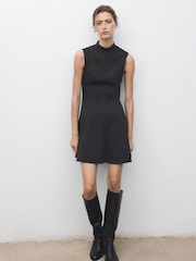 Mango Grey Perkins Collar Dress With Seams - Image 1 of 6