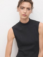 Mango Grey Perkins Collar Dress With Seams - Image 2 of 6