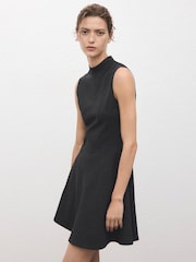 Mango Grey Perkins Collar Dress With Seams - Image 4 of 6