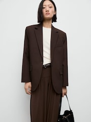 Mango Brown Straight-Fit Suit Jacket - Image 2 of 7
