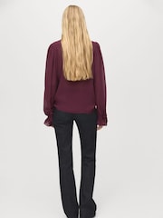 Mango Red Ruffled Blouse With Scarf - Image 2 of 6