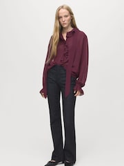 Mango Red Ruffled Blouse With Scarf - Image 3 of 6