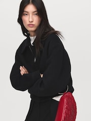 Mango Black Wool Bomber Jacket - Image 3 of 6