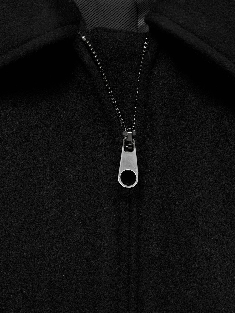 Mango Black Wool Bomber Jacket - Image 6 of 6
