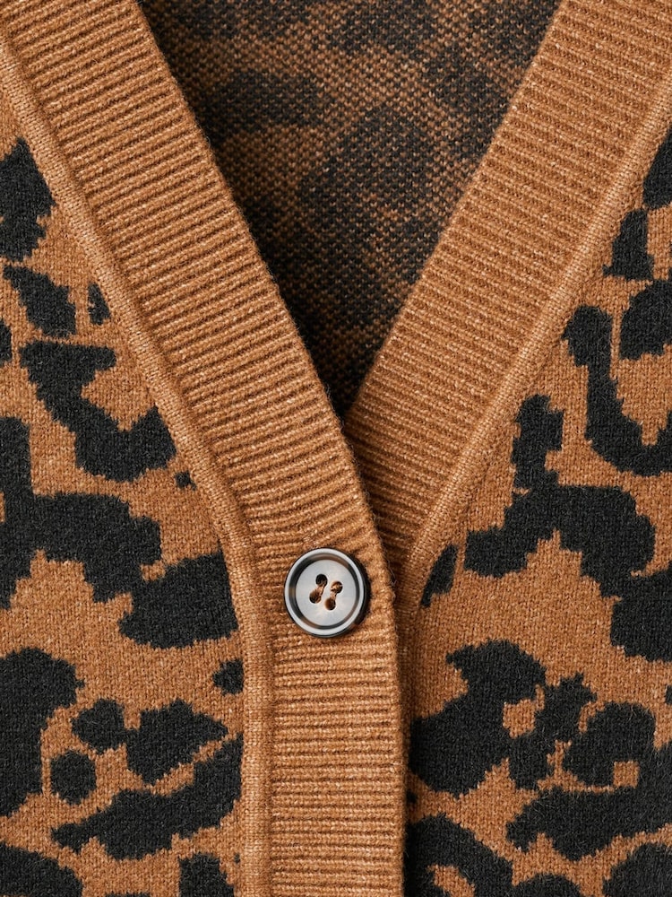 Mango Brown Leopard Knit Cardigan - Image 6 of 6