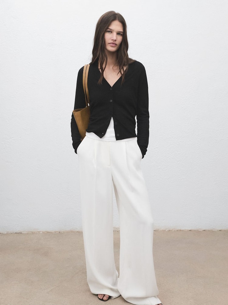 Mango Black V-Neck Knitted Cardigan - Image 1 of 6