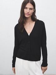 Mango Black V-Neck Knitted Cardigan - Image 2 of 6