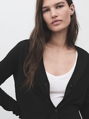Mango Black V-Neck Knitted Cardigan - Image 4 of 6