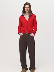 Mango Red V-Neck Knitted Cardigan - Image 1 of 6