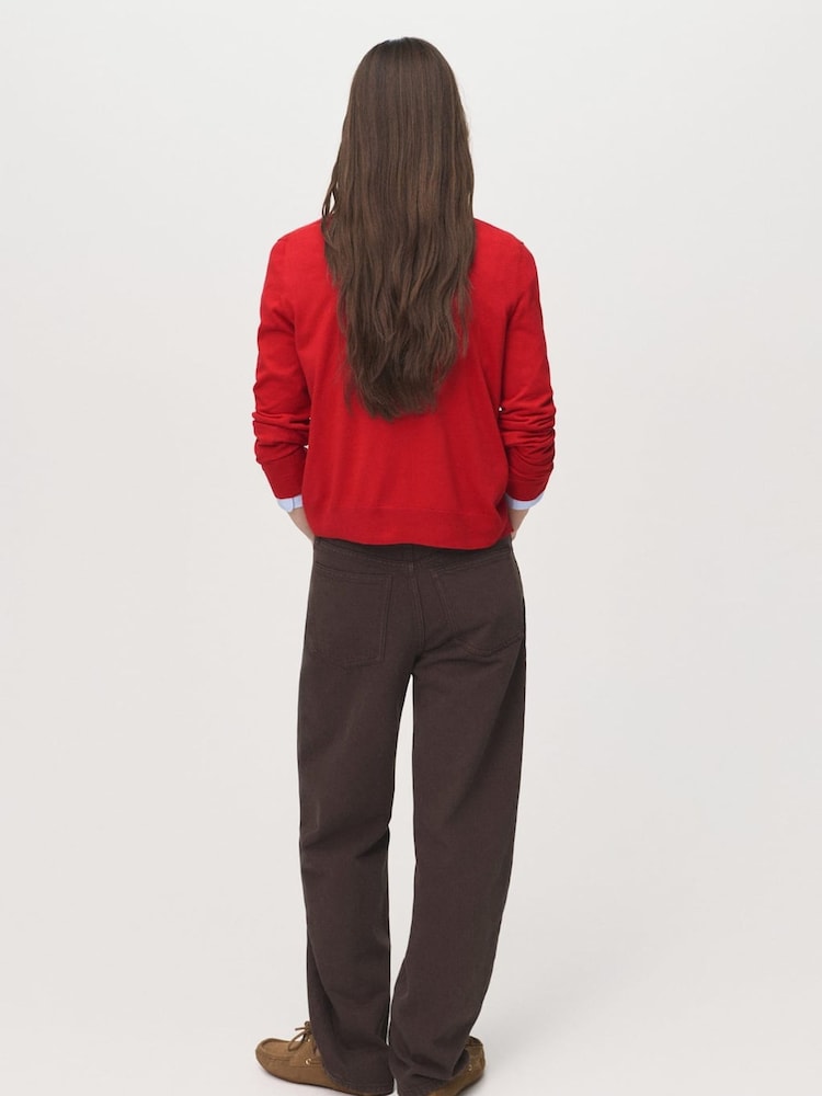 Mango Red V-Neck Knitted Cardigan - Image 2 of 6