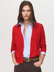 Mango Red V-Neck Knitted Cardigan - Image 3 of 6