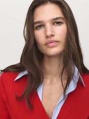 Mango Red V-Neck Knitted Cardigan - Image 4 of 6