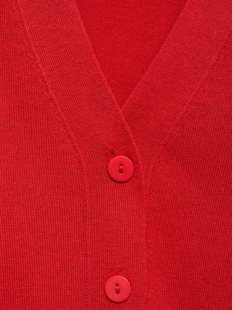 Mango Red V-Neck Knitted Cardigan - Image 6 of 6
