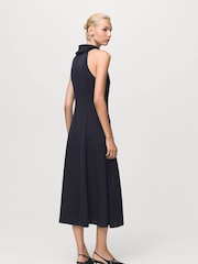Mango Blue Draped Neck Dress With Opening - Image 2 of 6