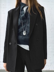 Mango Grey Pinstripe Suit Jacket - Image 1 of 6