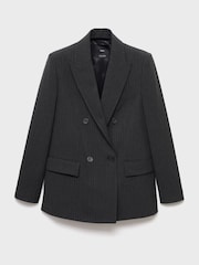 Mango Grey Pinstripe Suit Jacket - Image 5 of 6