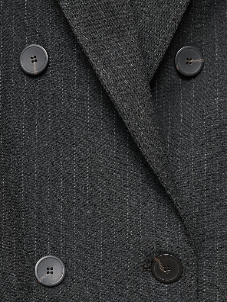 Mango Grey Pinstripe Suit Jacket - Image 6 of 6