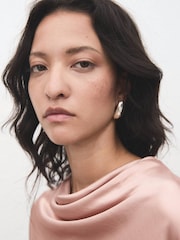 Mango Pink Satin Blouse With Draped Neck - Image 4 of 6