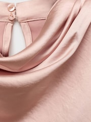 Mango Pink Satin Blouse With Draped Neck - Image 6 of 6