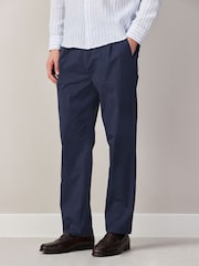 Navy Regular Tapered Fit Summerweight Twin Pleat Chino Trousers - Image 1 of 7