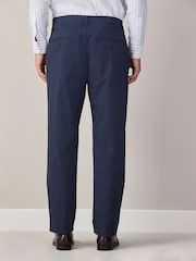 Navy Regular Tapered Fit Summerweight Twin Pleat Chino Trousers - Image 3 of 7