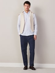 Navy Regular Tapered Fit Summerweight Twin Pleat Chino Trousers - Image 5 of 7