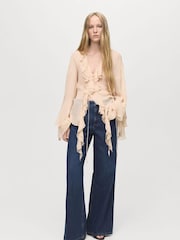 Mango Blue Low-Rise Wide-Leg Jeans - Image 1 of 6