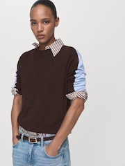Mango Brown Combined-Design Sweater - Image 3 of 6