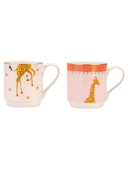 Yvonne Ellen Set of 2 Pink Giraffe Stacking Mugs - Image 5 of 6
