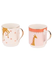 Yvonne Ellen Set of 2 Pink Giraffe Stacking Mugs - Image 6 of 6