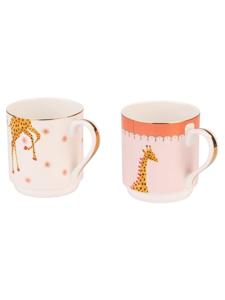 Yvonne Ellen Set of 2 Pink Giraffe Stacking Mugs - Image 6 of 6