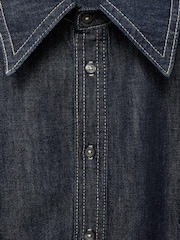 Mango Blue Denim Shirt With Seams - Image 6 of 6