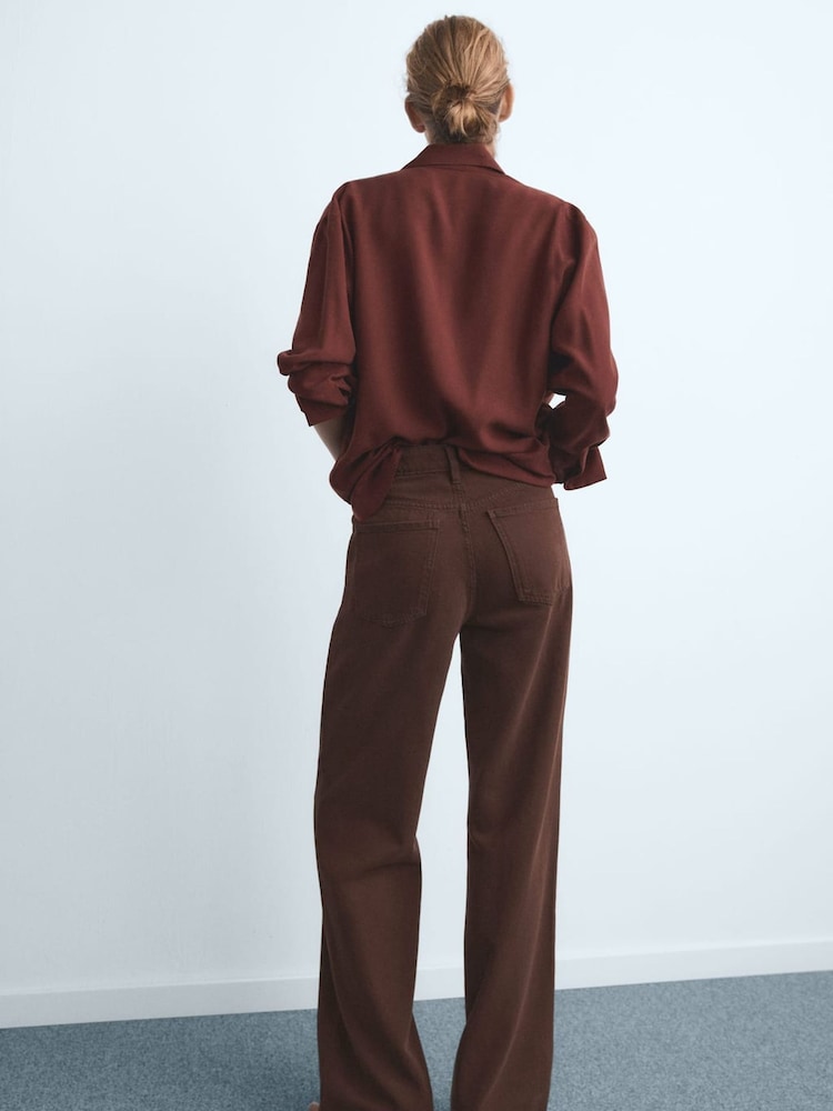 Mango Brown Danila Wide Leg High-Rise Jeans - Image 2 of 6