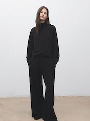 Mango Black High Collar Sweatshirt - Image 1 of 6