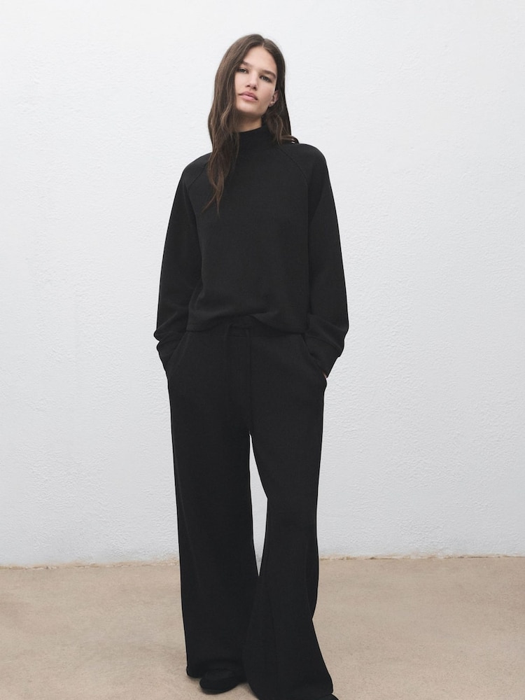 Mango Black High Collar Sweatshirt - Image 1 of 6