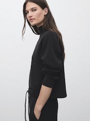 Mango Black High Collar Sweatshirt - Image 2 of 6