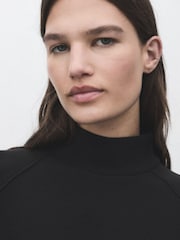 Mango Black High Collar Sweatshirt - Image 4 of 6