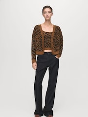 Mango Brown Leopard-Print Knitted Top - Image 1 of 6